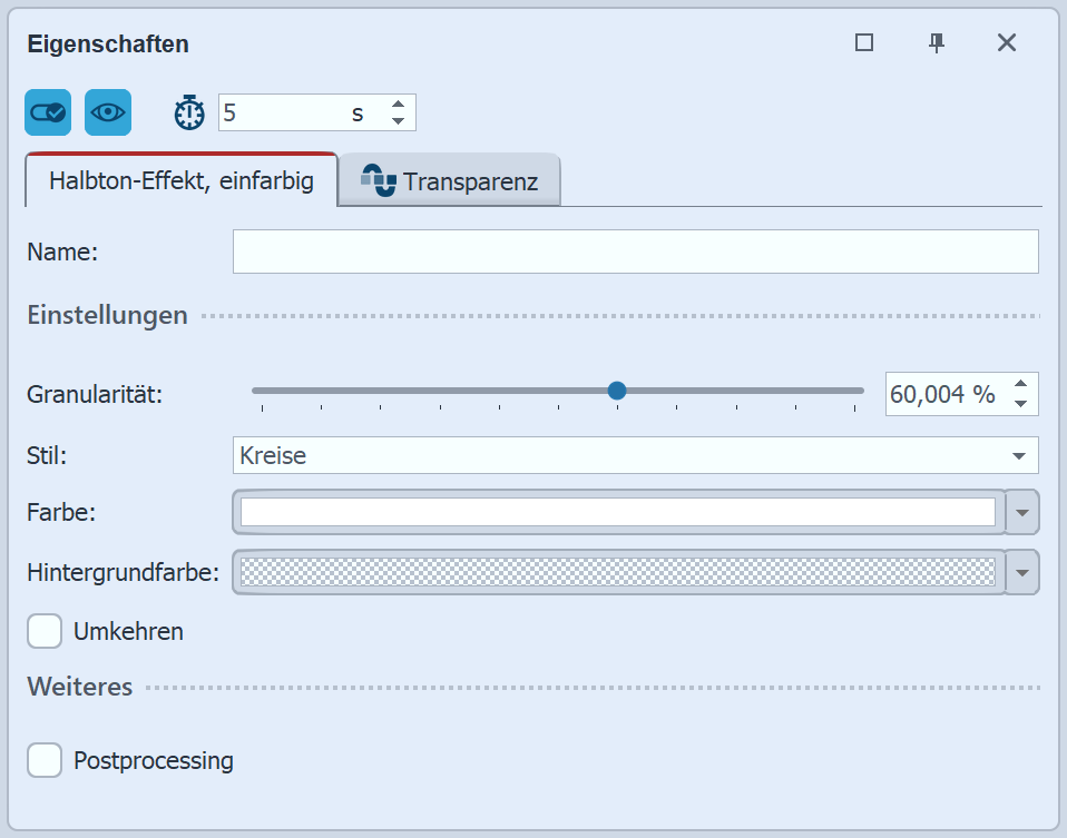 Einstellungen für den Halbton-Effekt (einfarbig)