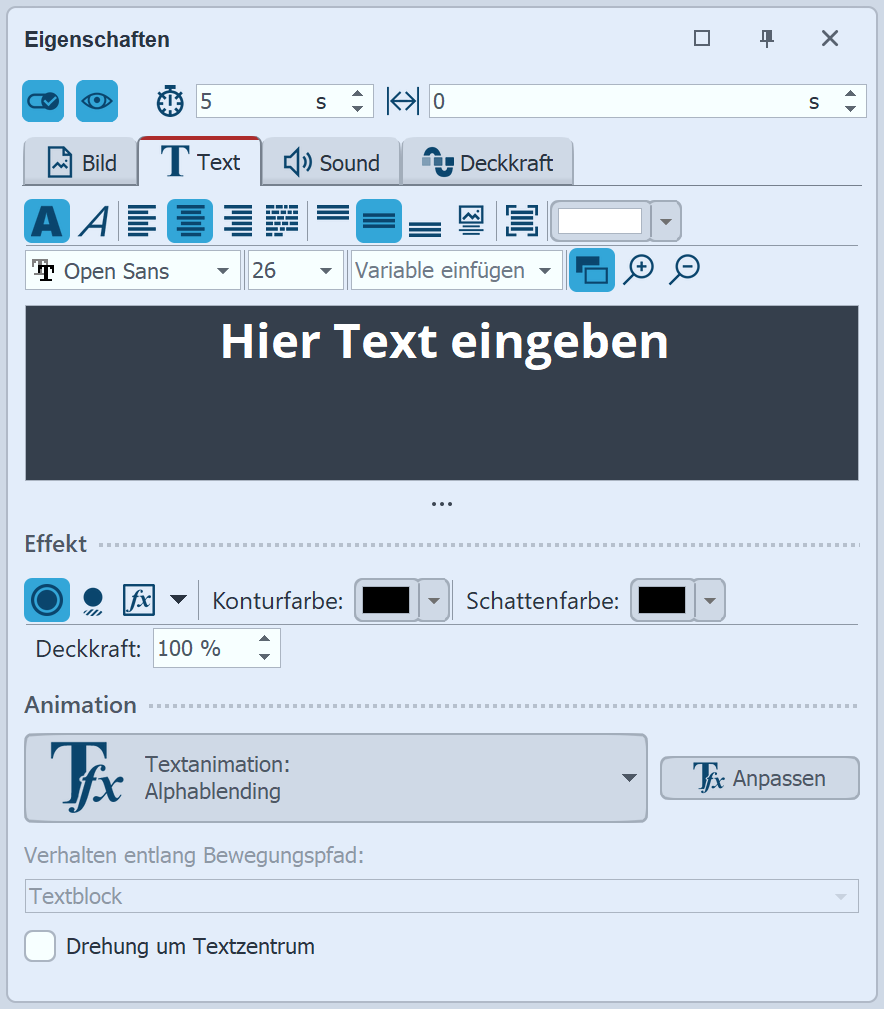 Texteingabe zu einem Bild