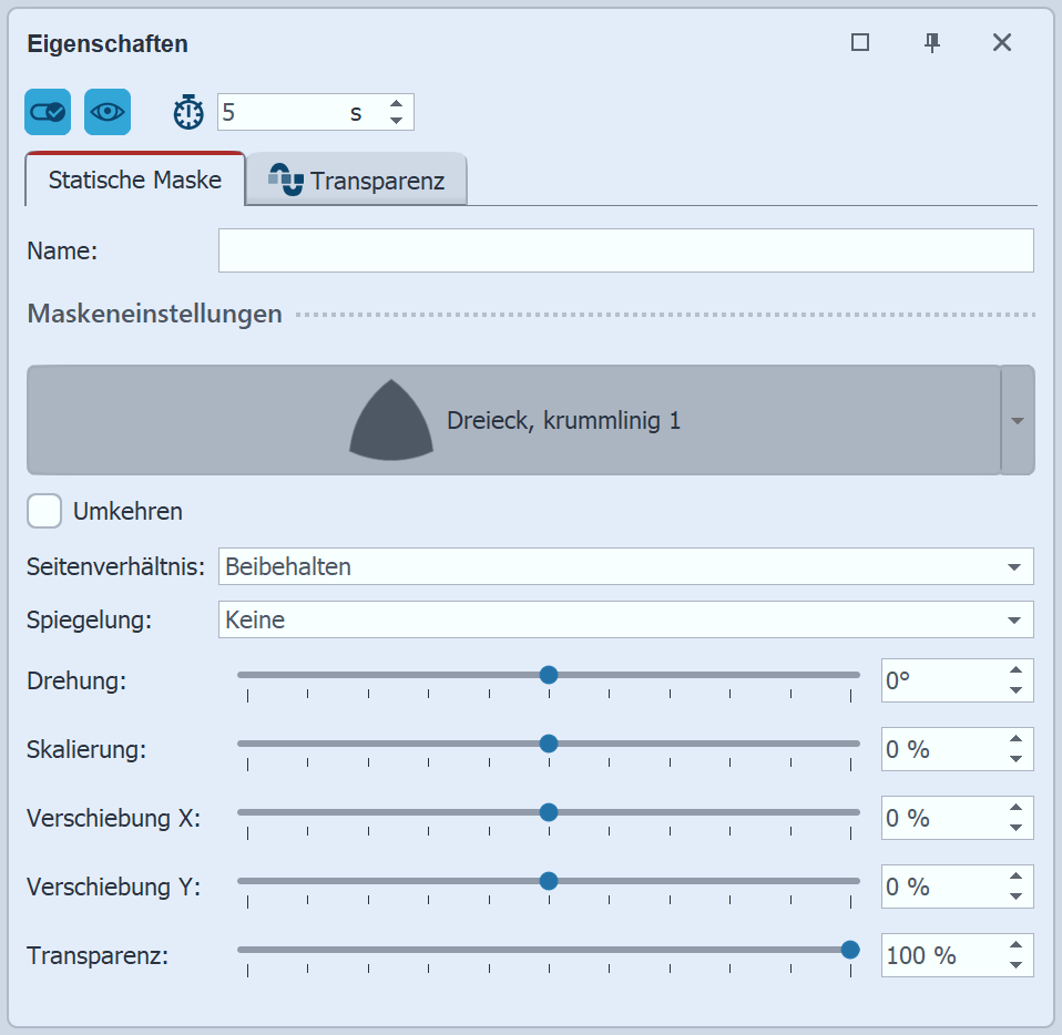 Einstellungen Statische Maske