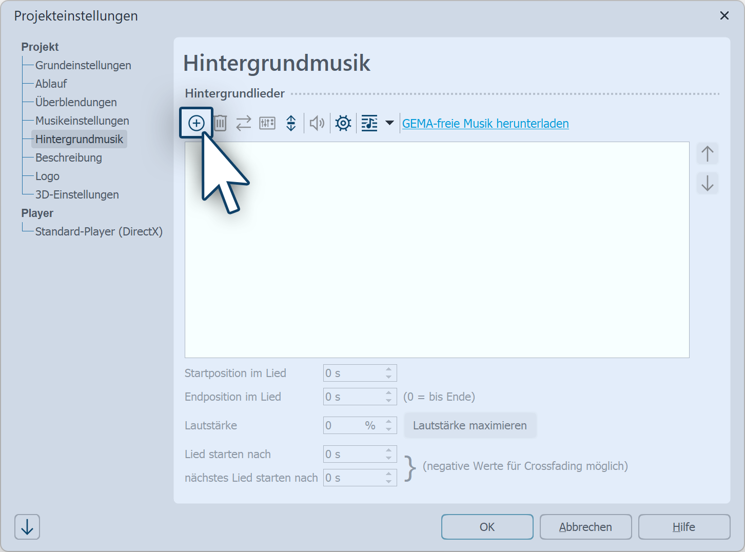Hintergrundmusik hinzufügen
