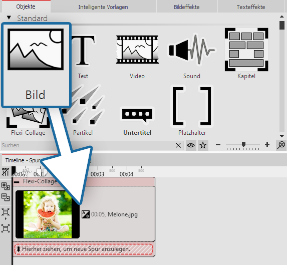 Bild-Objekt in Flexi-Collage ziehen