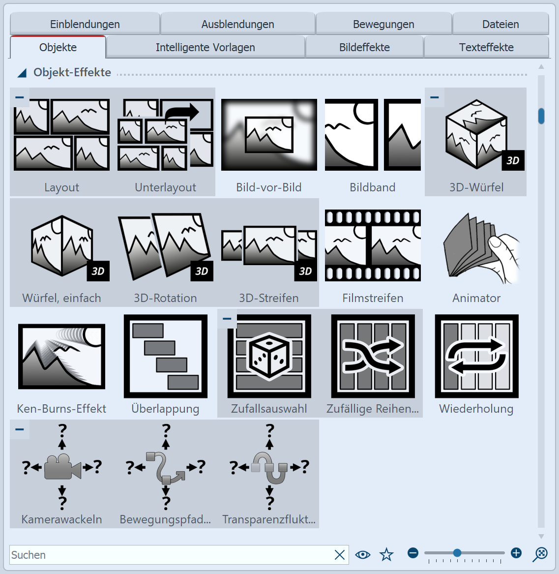 Die Objekt-Effekte in der Toolbox