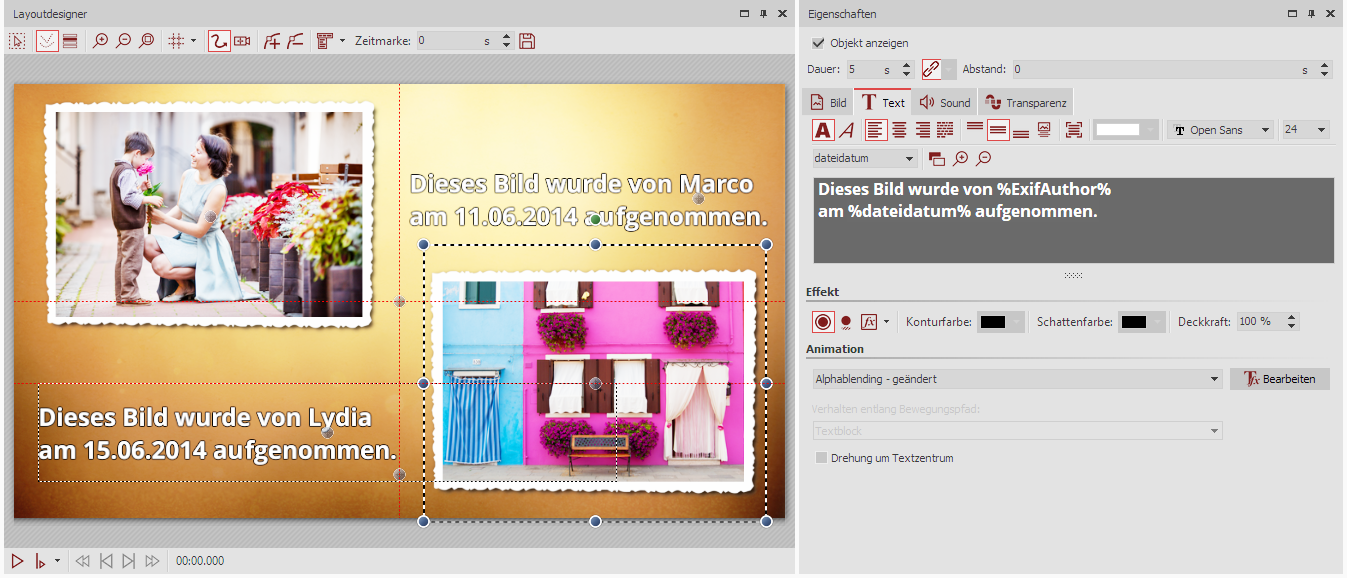 Text with variables Text with variables