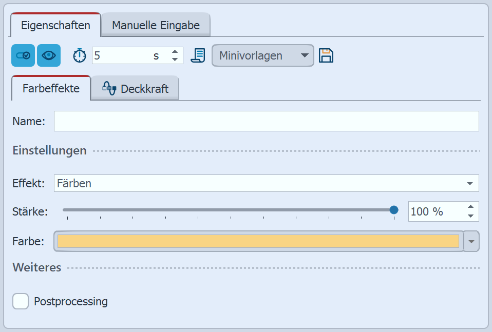 Einstellungen für den Farbeffekt