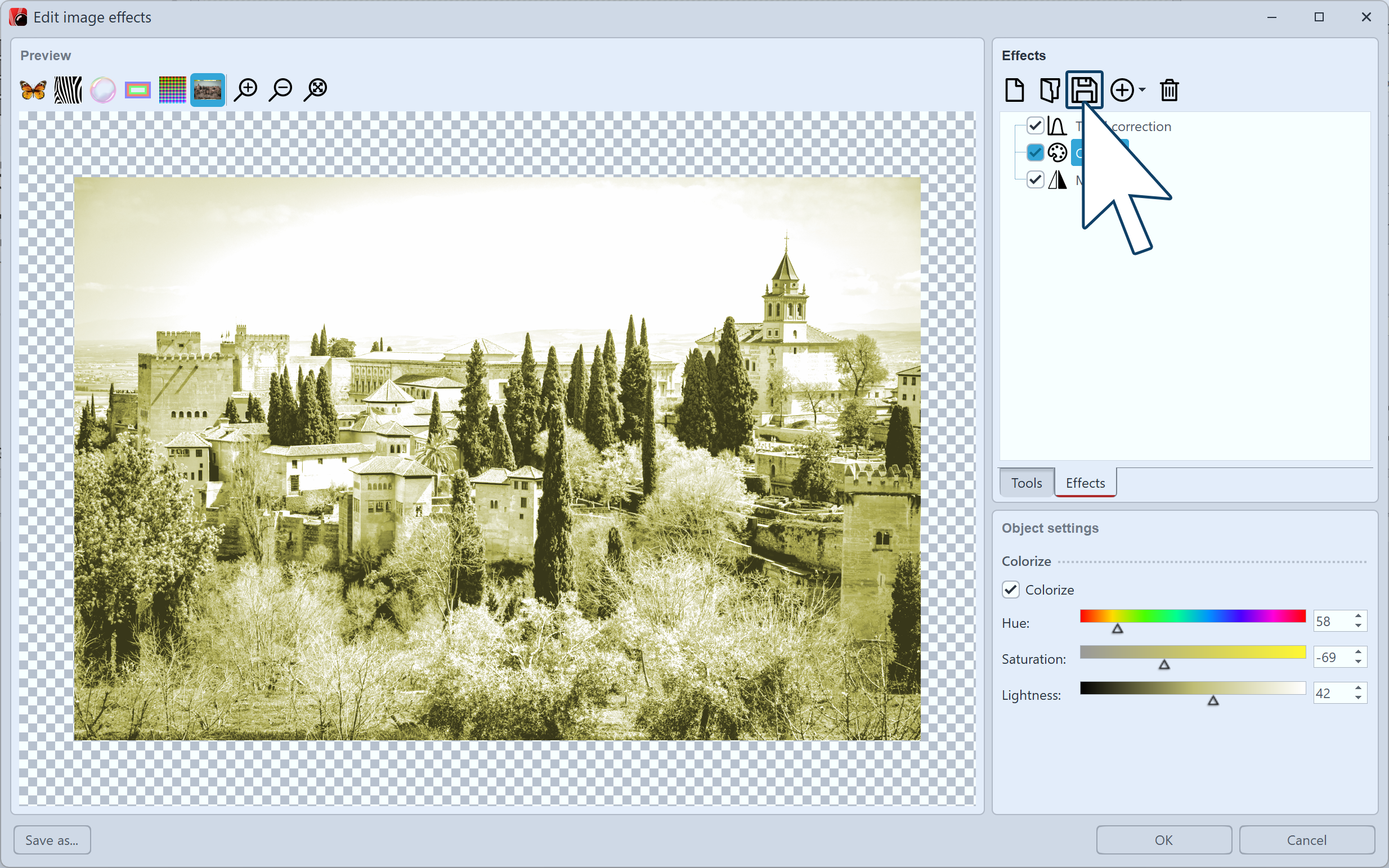 Create or adjust image effect Create or adjust image effect