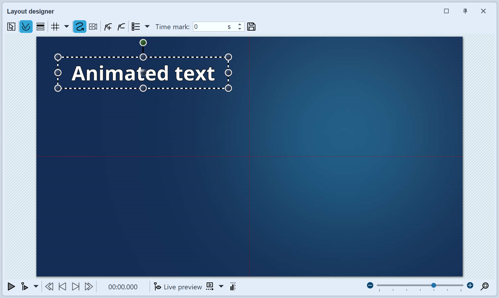 Position the text in the Layout designer