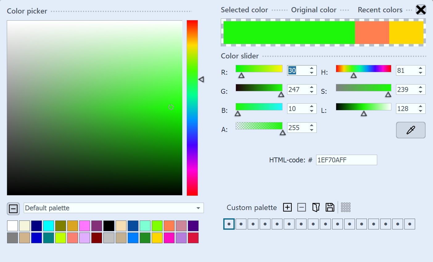 Select color for color key
