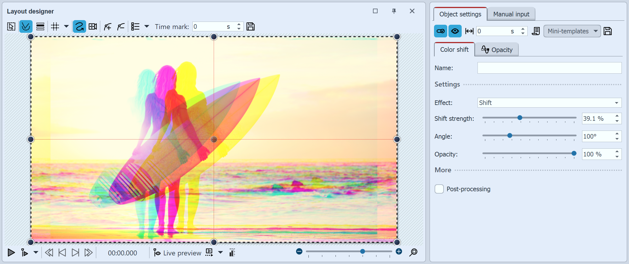 Color shift settings Color shift settings