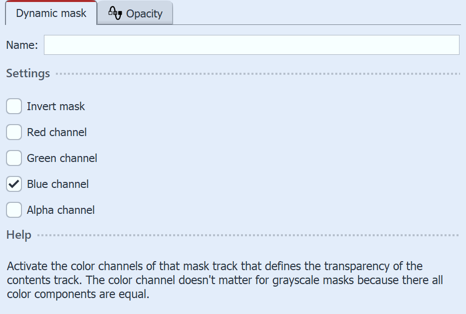 Settings for the Dynamic mask effect