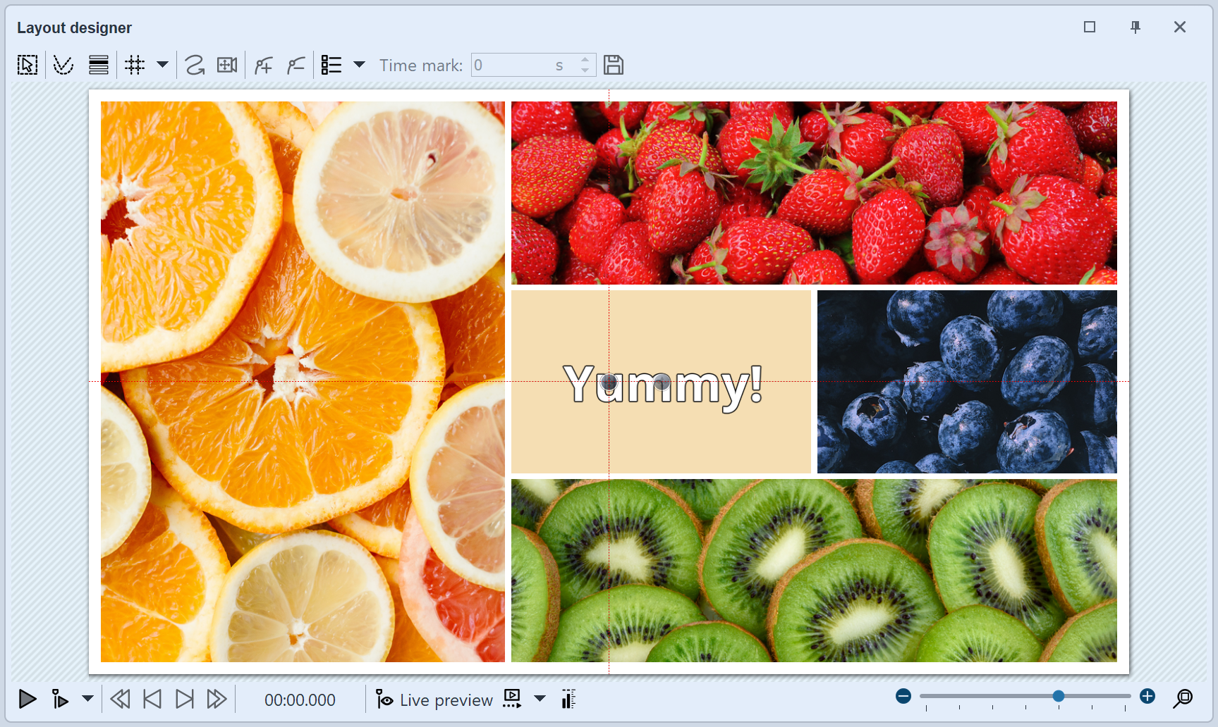 Layout with sublayout, colored rectangle and font