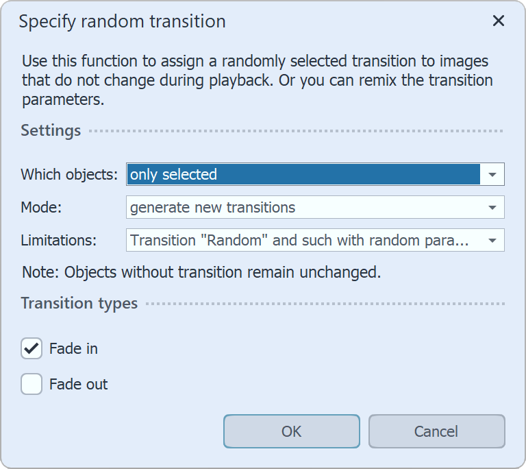 Specify random transition