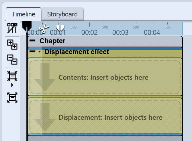 Displacement effect in the Timeline