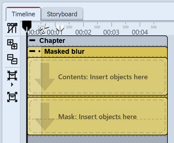 Areas of the Masked blur effect in the timeline