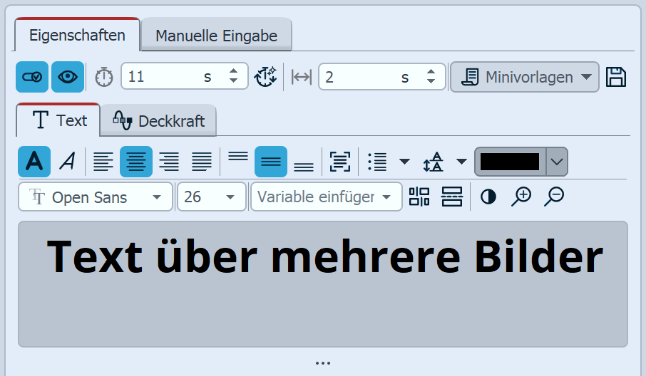Eigenschaften des Text-Objektes