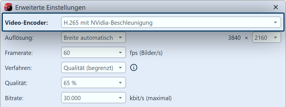 Videocodec ändern und Hardwarebeschleunigung nutzen