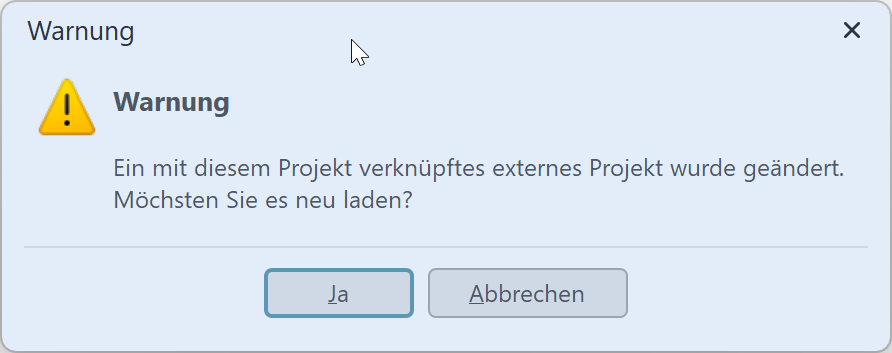 Hinweis Projektänderung