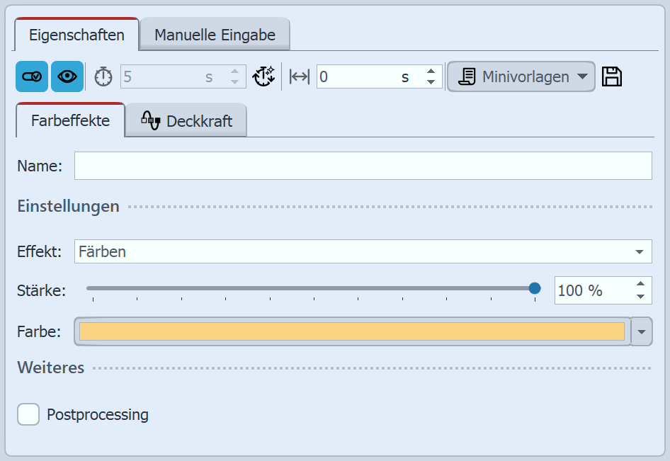Einstellungen für den Farbeffekt