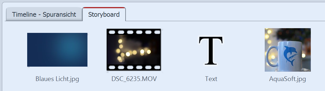 Storyboard-Ansicht in der Timeline Storyboard-Ansicht in der Timeline