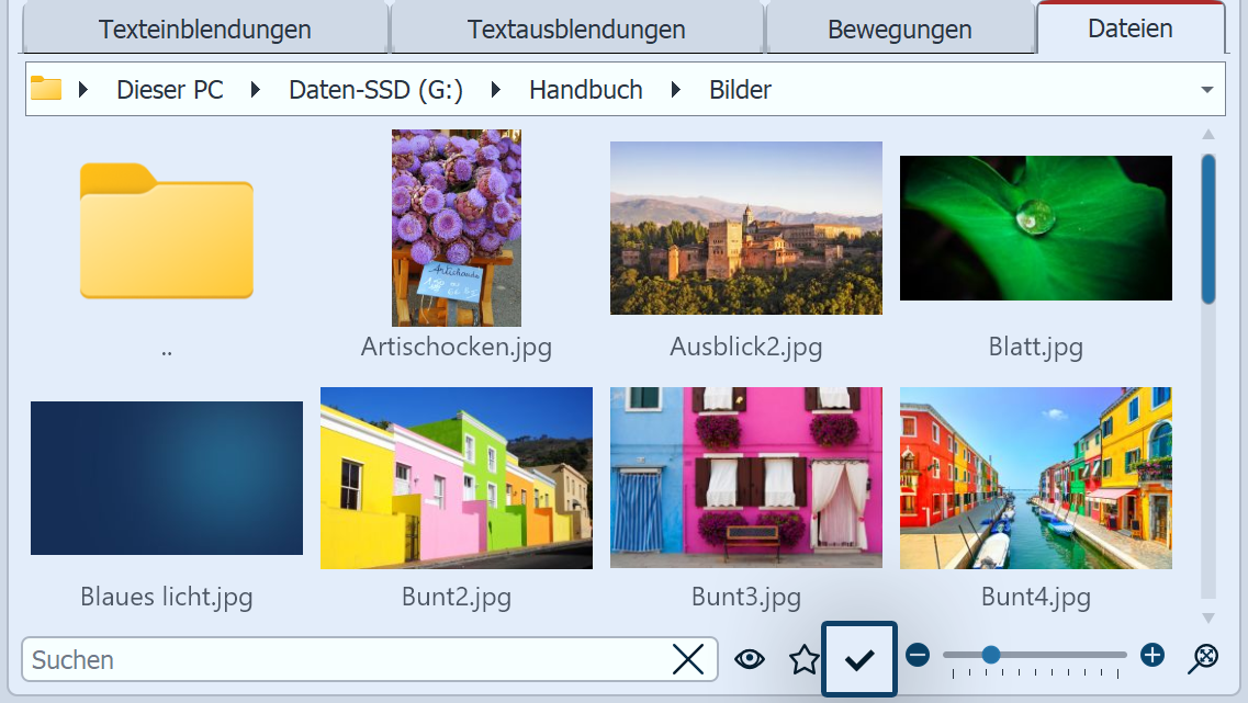 Nur nicht verwendete Inhalte werden angezeigt