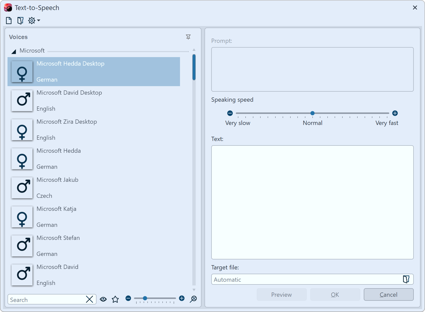 Input dialog for Text-to-Speech 