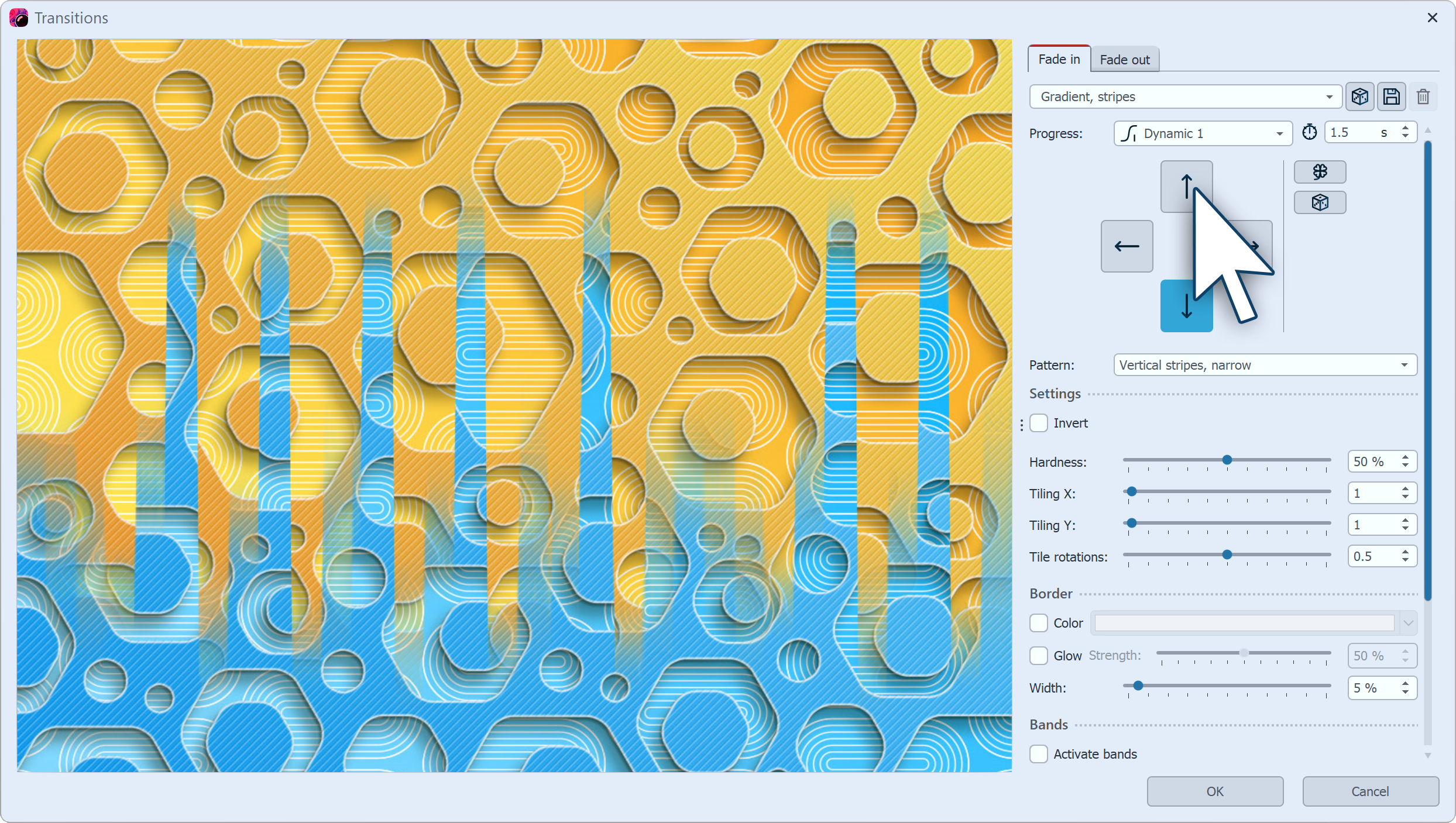 The fading in can be adapted to each case
