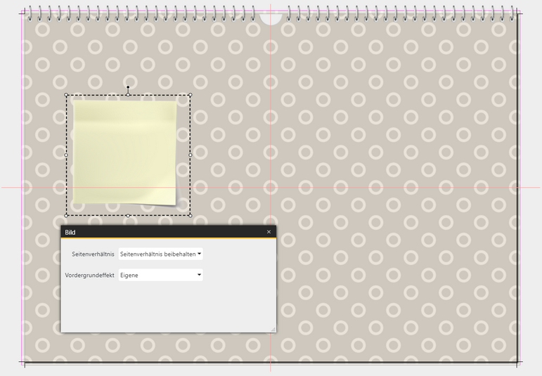 Auswahlrahmen des Elements und Eigenschaften des Elements