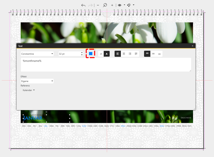 Farbe des Monatsnamen anpassen