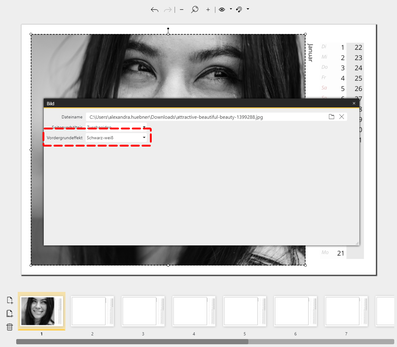 Bildeffekt über Eigenschaften zuweisen Bildeffekt über Eigenschaften zuweisen