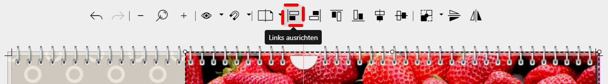 Auswahl "Links ausrichten"