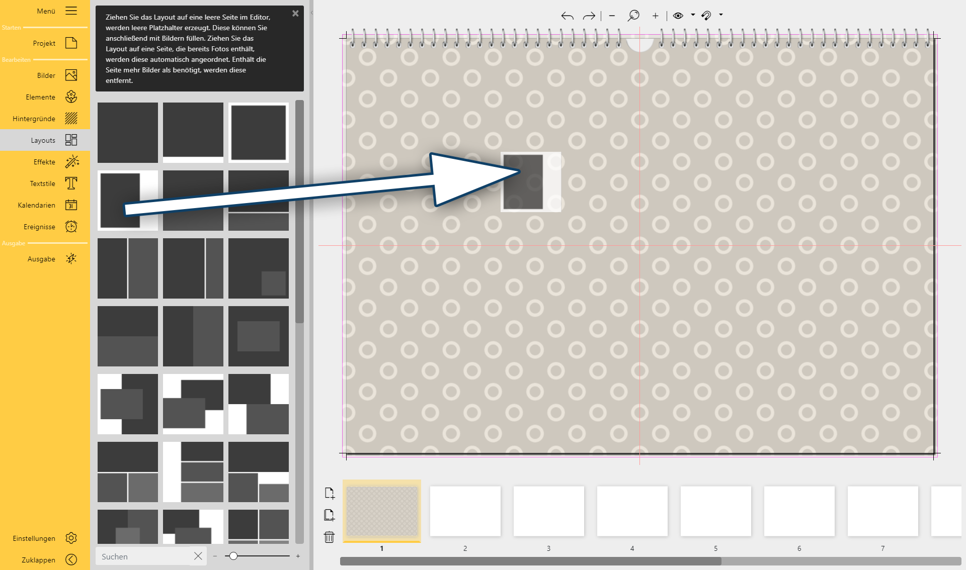 Layout auf Seite verwenden