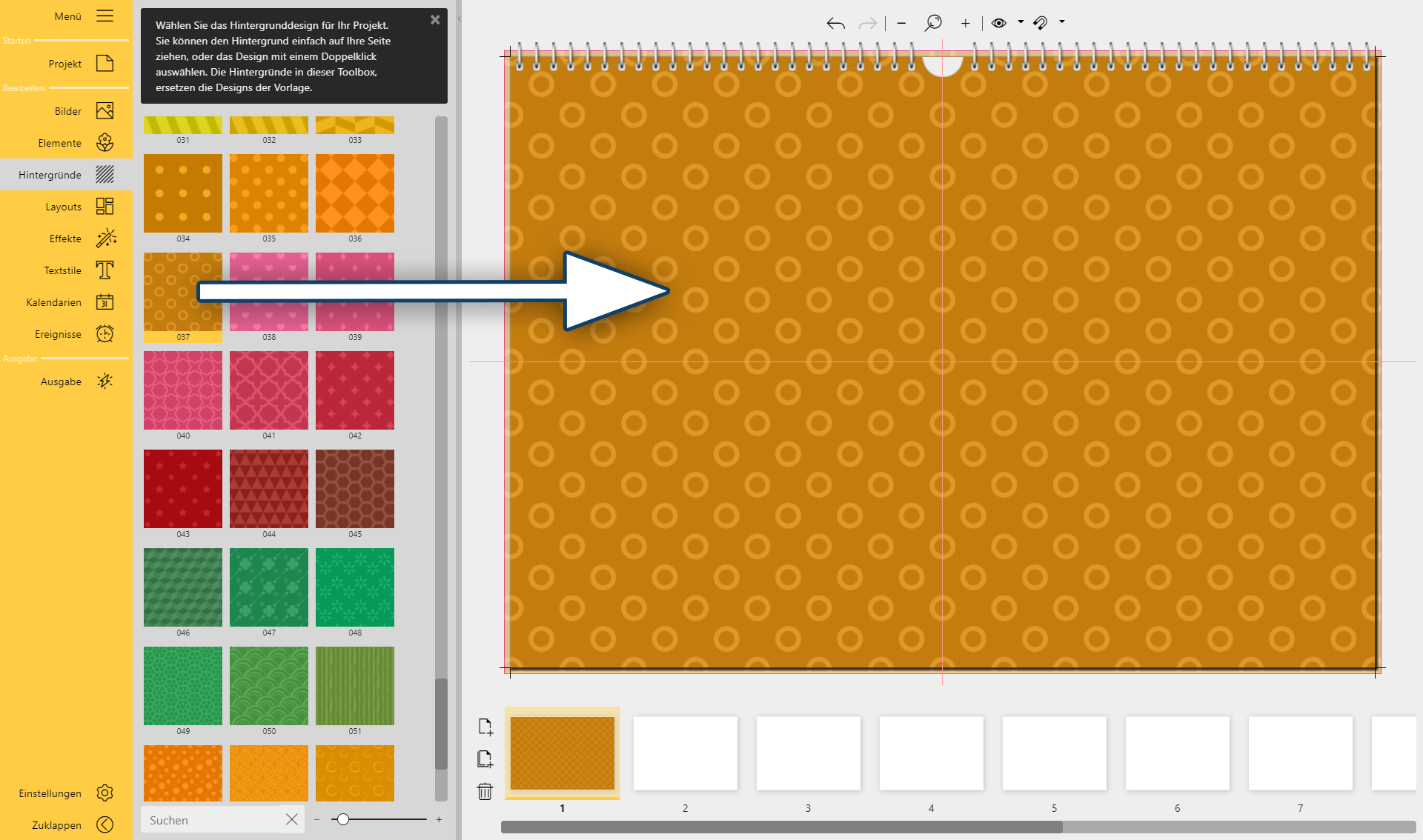 Der Hintergrund wird auf die Seite gezogen Der Hintergrund wird auf die Seite gezogen