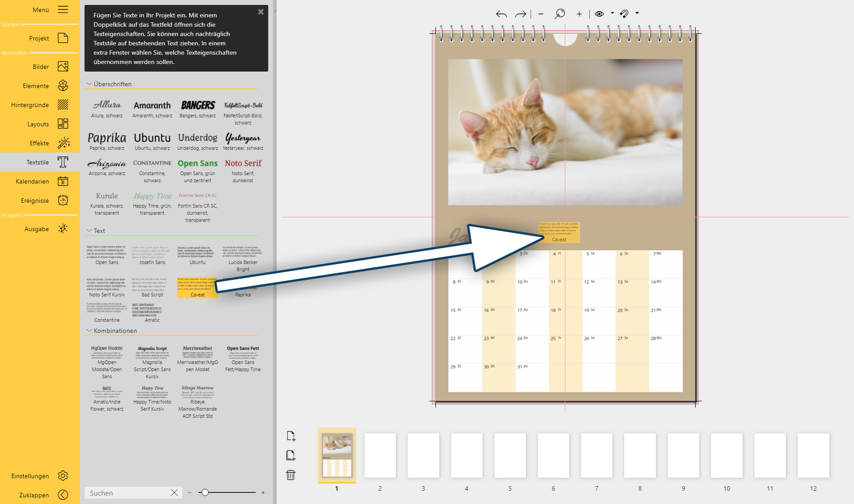 Textstil auf Seiteneditor ziehen Textstil auf Seiteneditor ziehen