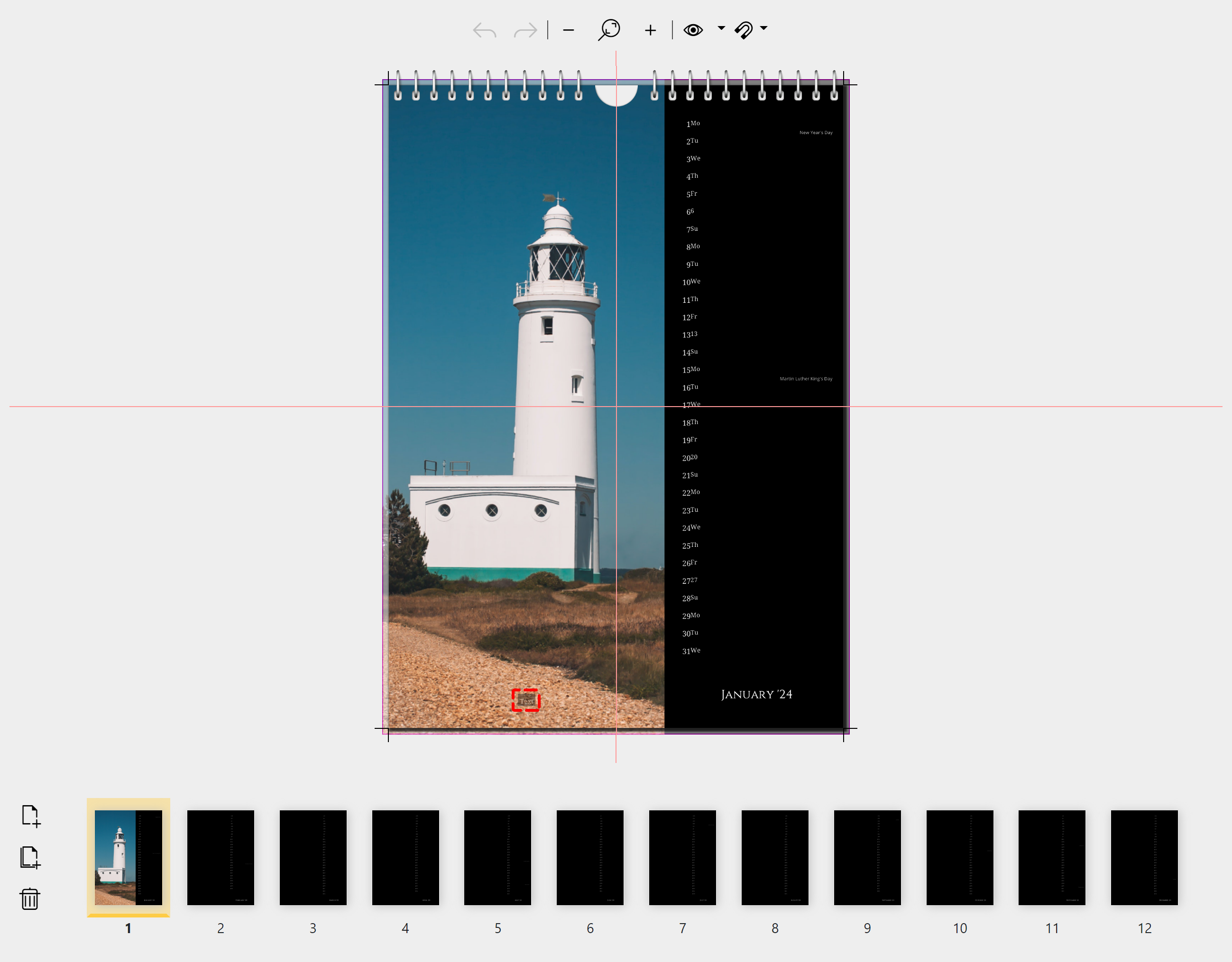 Marked in red: Text fields in the template Marked in red: Text fields in the template