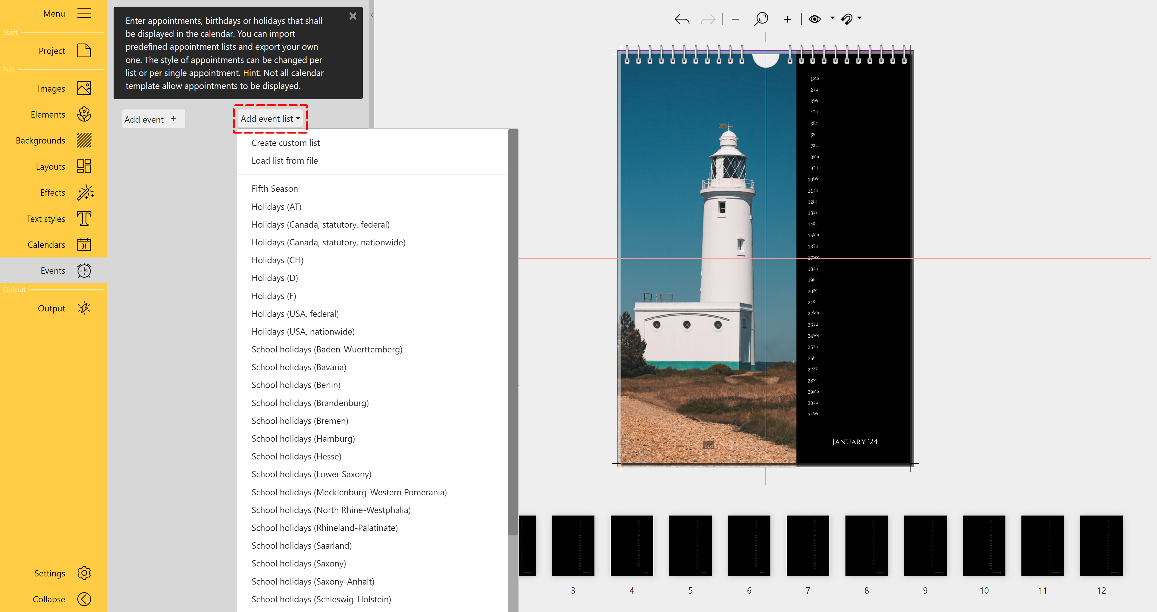 Add event list Add event list