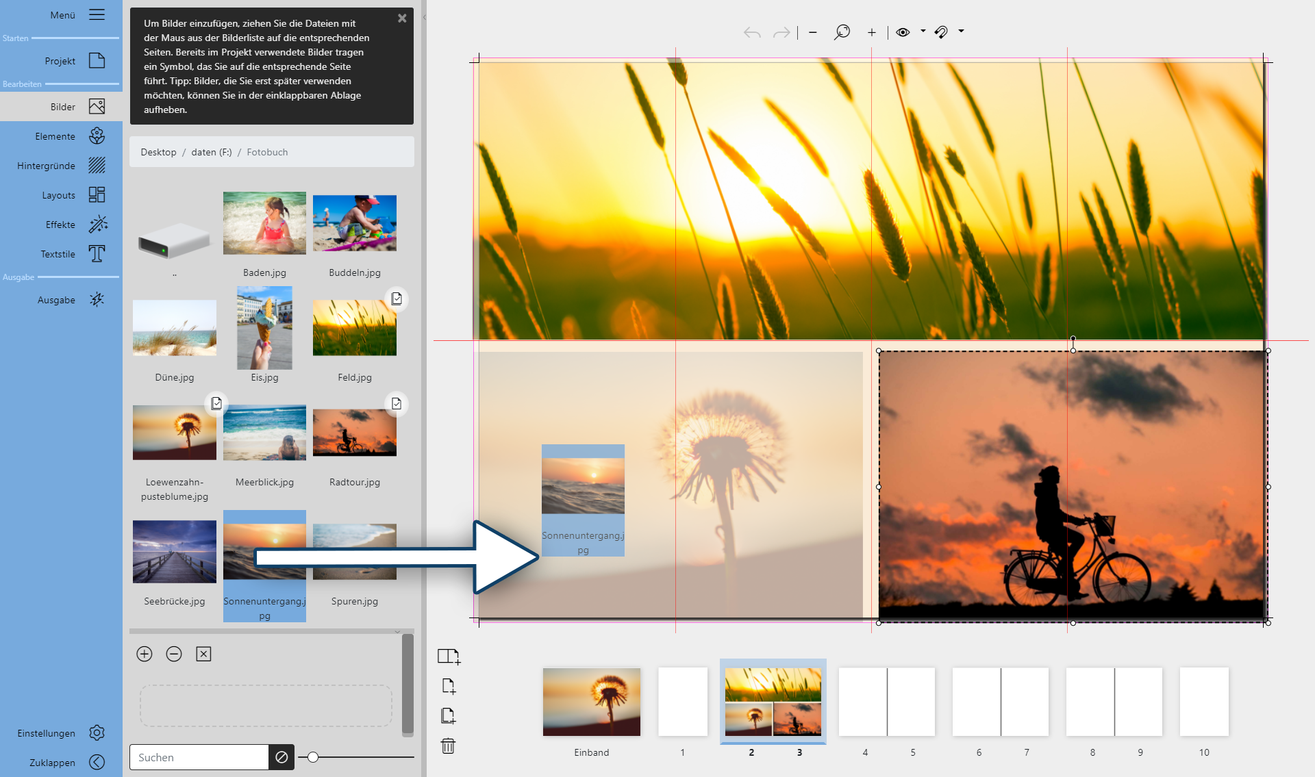 Bild zum Ersetzen auf das vorhandene Bild ziehen
