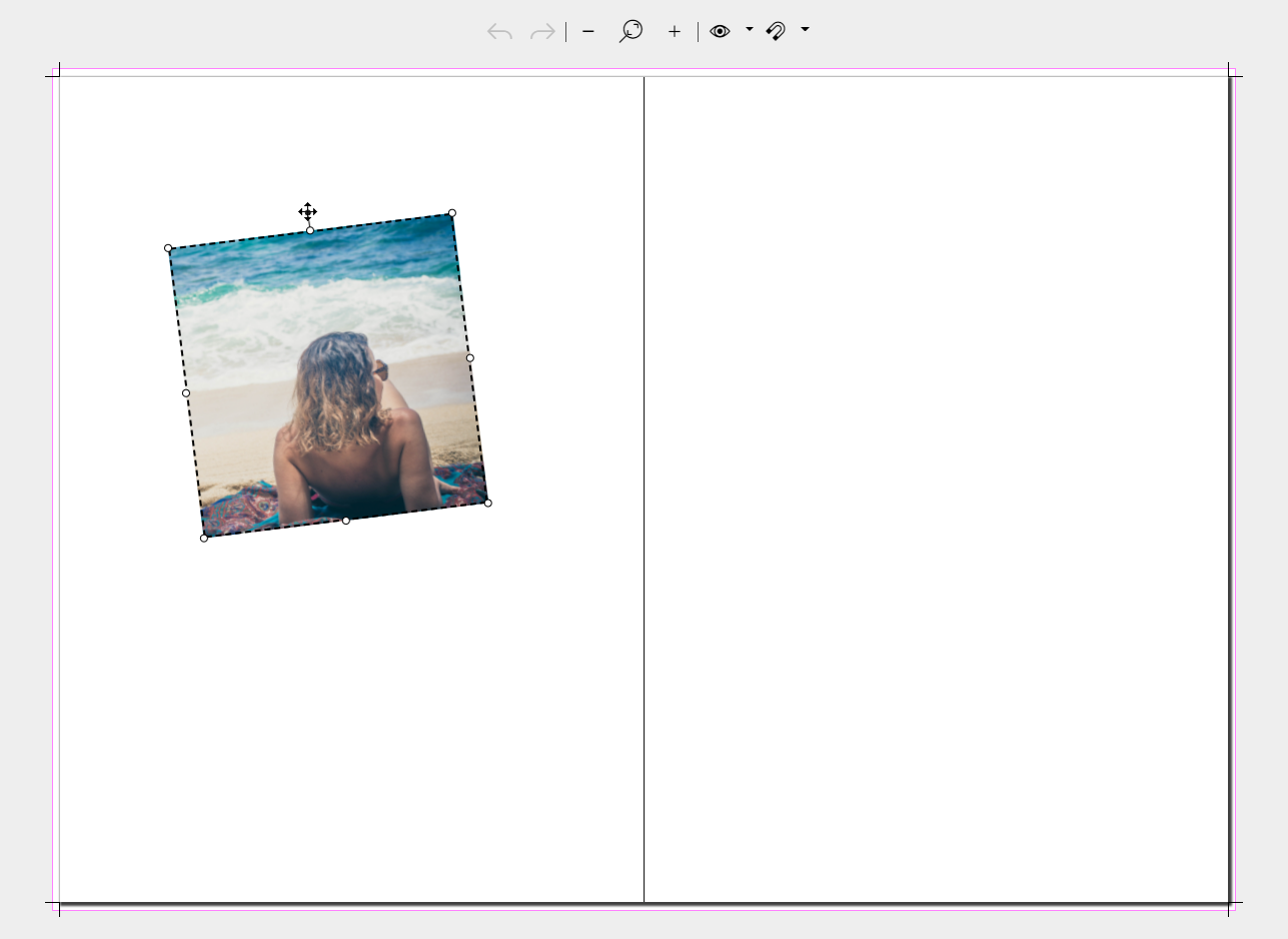 Drehen im Seiteneditor am Punkt über dem Bild