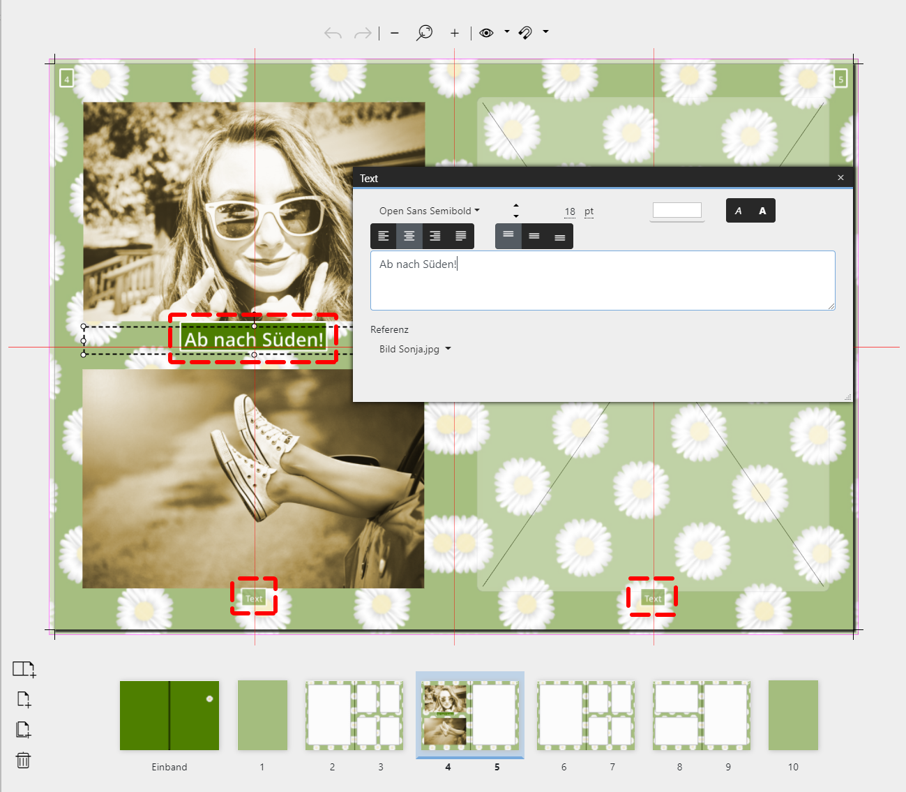 Platzhalter mit Text befüllen