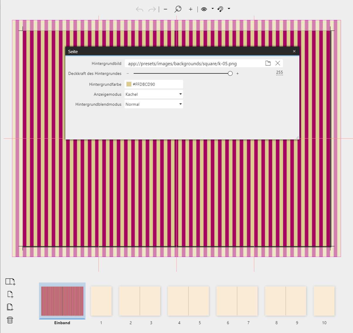 Eigenschaften des Hintergrundes