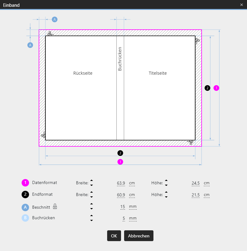 "Ändern" - Eigenschaften für Einband "Ändern" - Eigenschaften für Einband