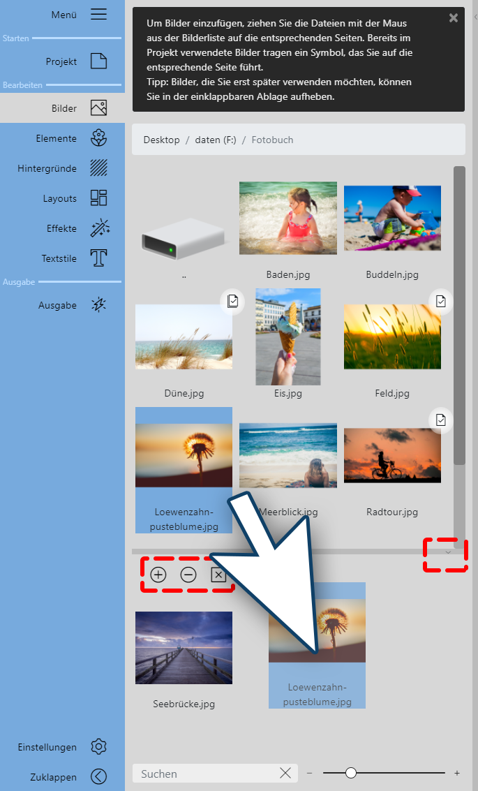 Der Ablage per Drag&Drop ein Bild zufügen