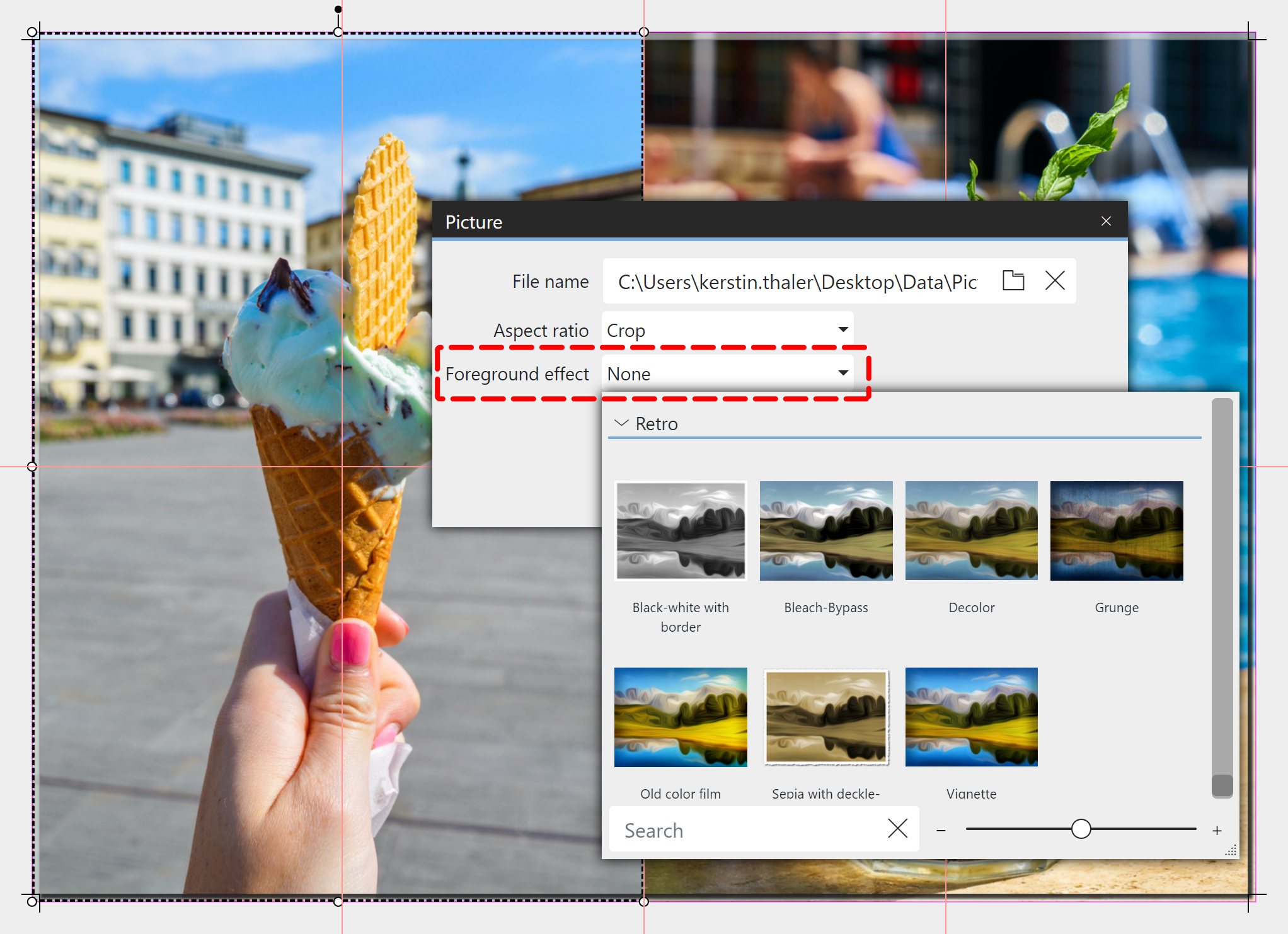 Assigning image effect via Properties Assigning image effect via Properties
